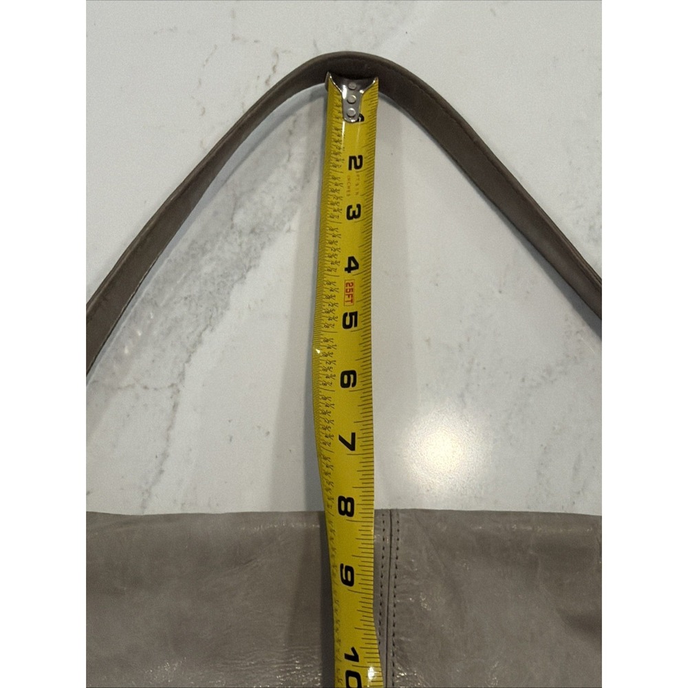 Hobo The Original Gray Leather Pockets Zipper Closure Hobo Shoulder Bag - Picture 6 of 13